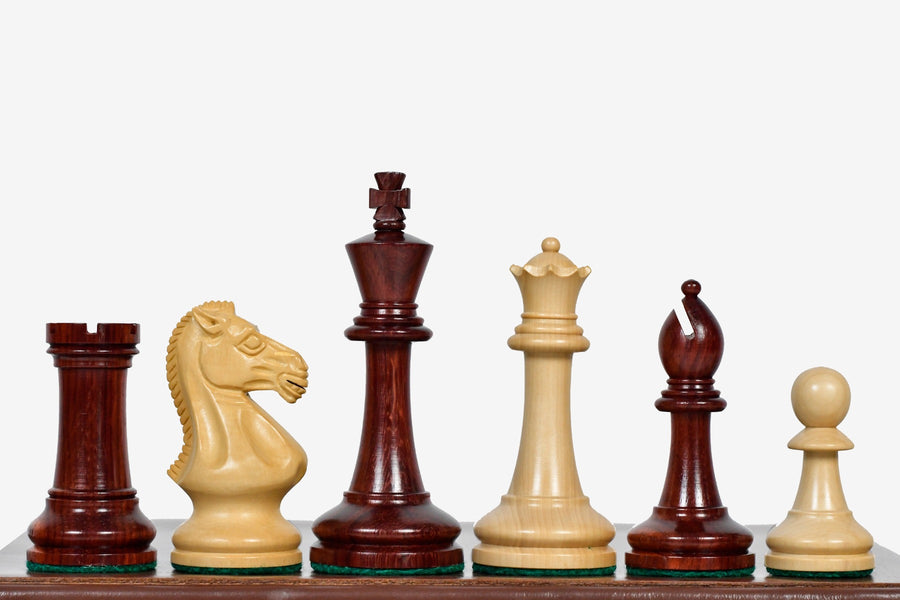 GM Blitz Edition Staunton Series Chess Pieces in Bud Rosewood & Box Wood - 3.75" King with Storage Box