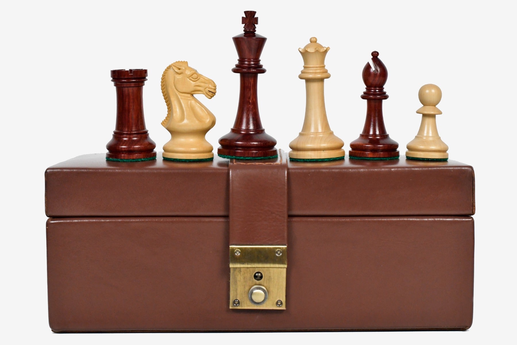 GM Blitz Edition Staunton Series Chess Pieces in Bud Rosewood & Box Wood - 3.75" King with Storage Box
