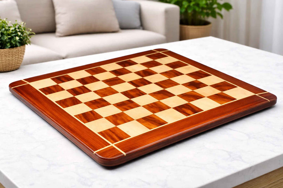 Rounded Edge Blood Red Bud Rosewood Chess Board 23" (60mm)