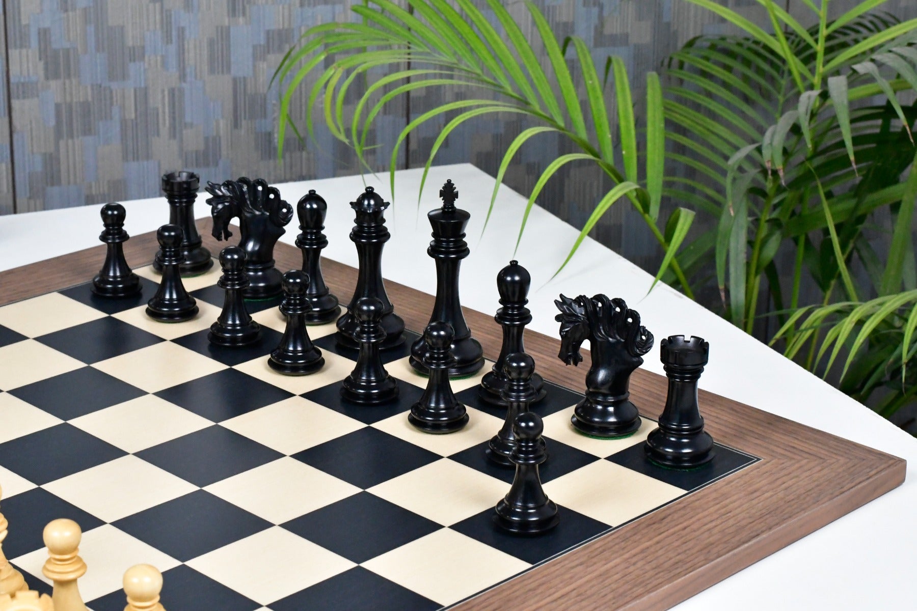 Combo of The Pegasus Series Artisan Staunton Chess Pieces ver 2.0 in Ebony / Boxwood - 4.6" King with Wooden Chess Board 24"