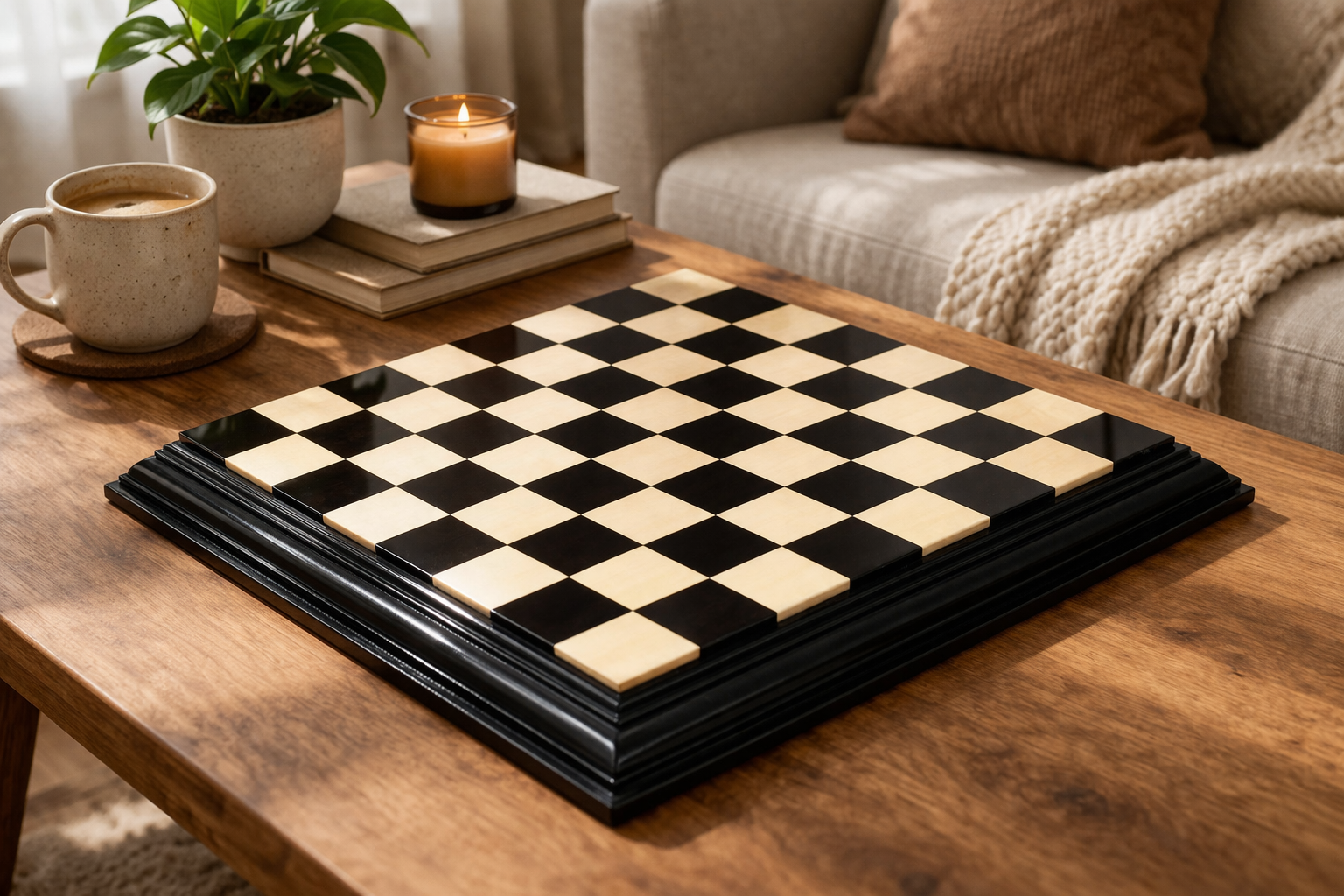 Luxury Chess Board Ebony Box Wood - 21" 55 mm square