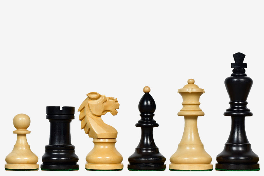 1950s Bohemia German Chess Pieces Ebonized & Natural Boxwood 3.89"- King