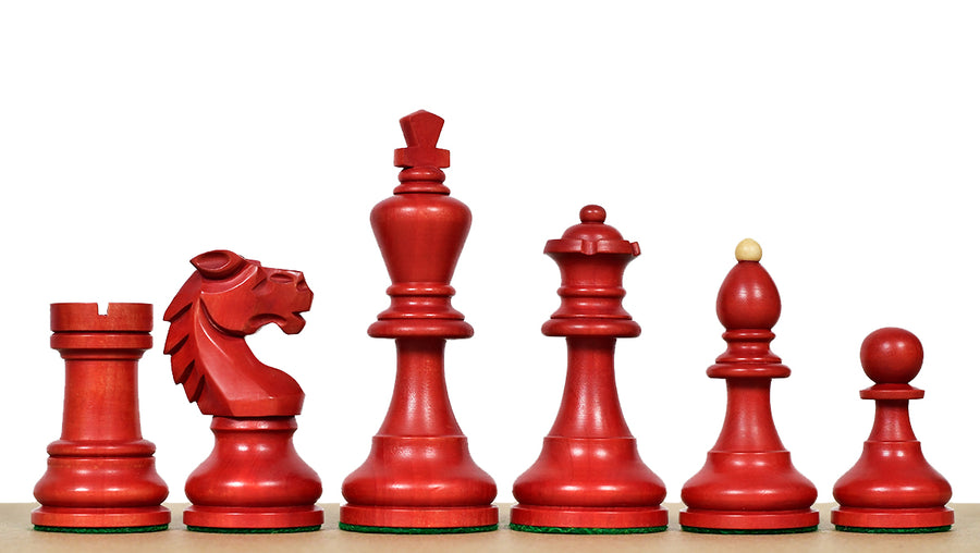 Special Ed. 1950s Bohemia German Chess Pieces Stained Crimson 3.89"- King