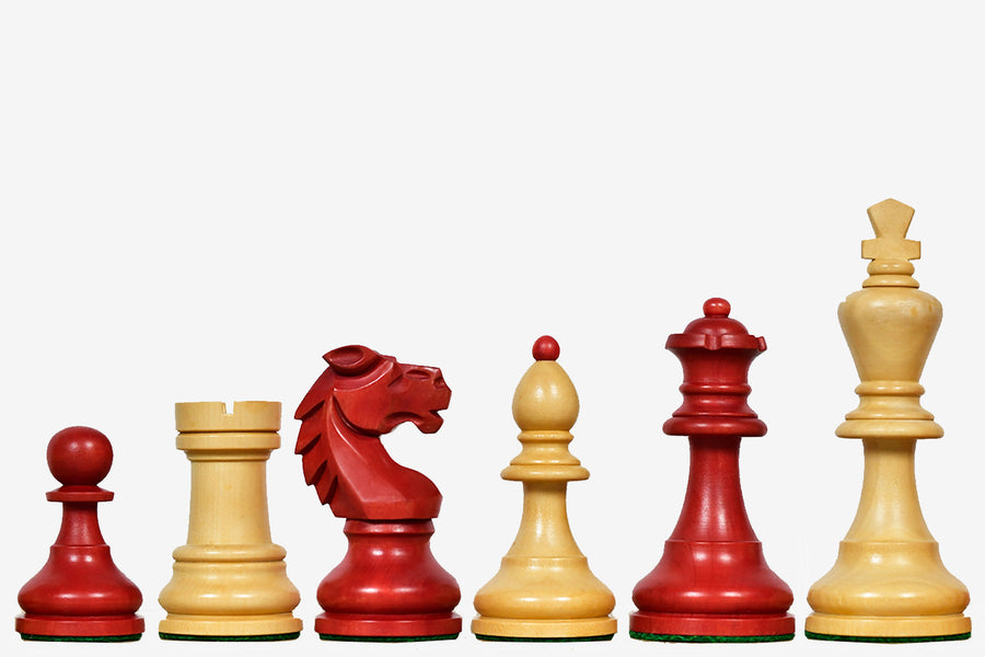 Special Ed. 1950s Bohemia German Chess Pieces Stained Crimson 3.89"- King
