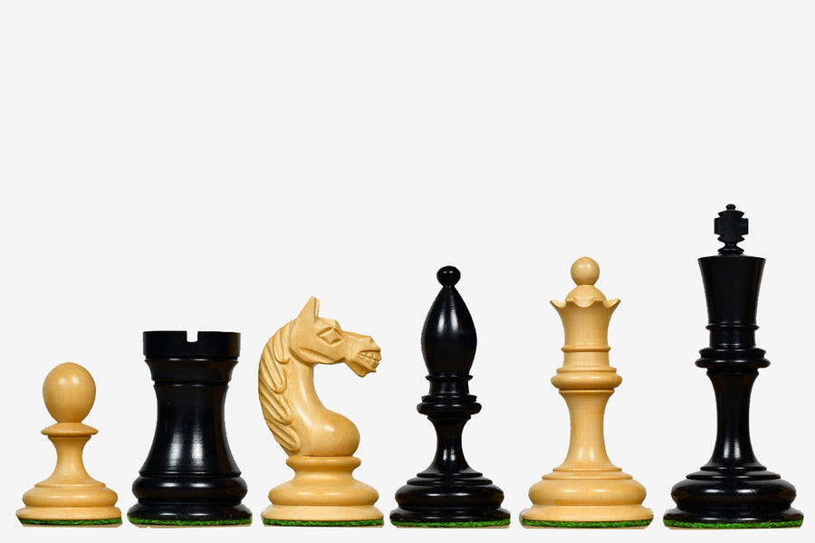 1935 Botvinnik-Flohr Soviet Chess Pieces in Ebony & Boxwood 4" King