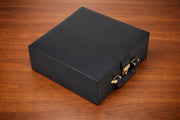 Black Leatherette Chess Set Storage Box Coffer with Double Tray Fixed Slots for 3.75" - 4.1" Pieces