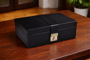 Genuine Leather Chess Storage Box for 3" to 4" King Chess Pieces