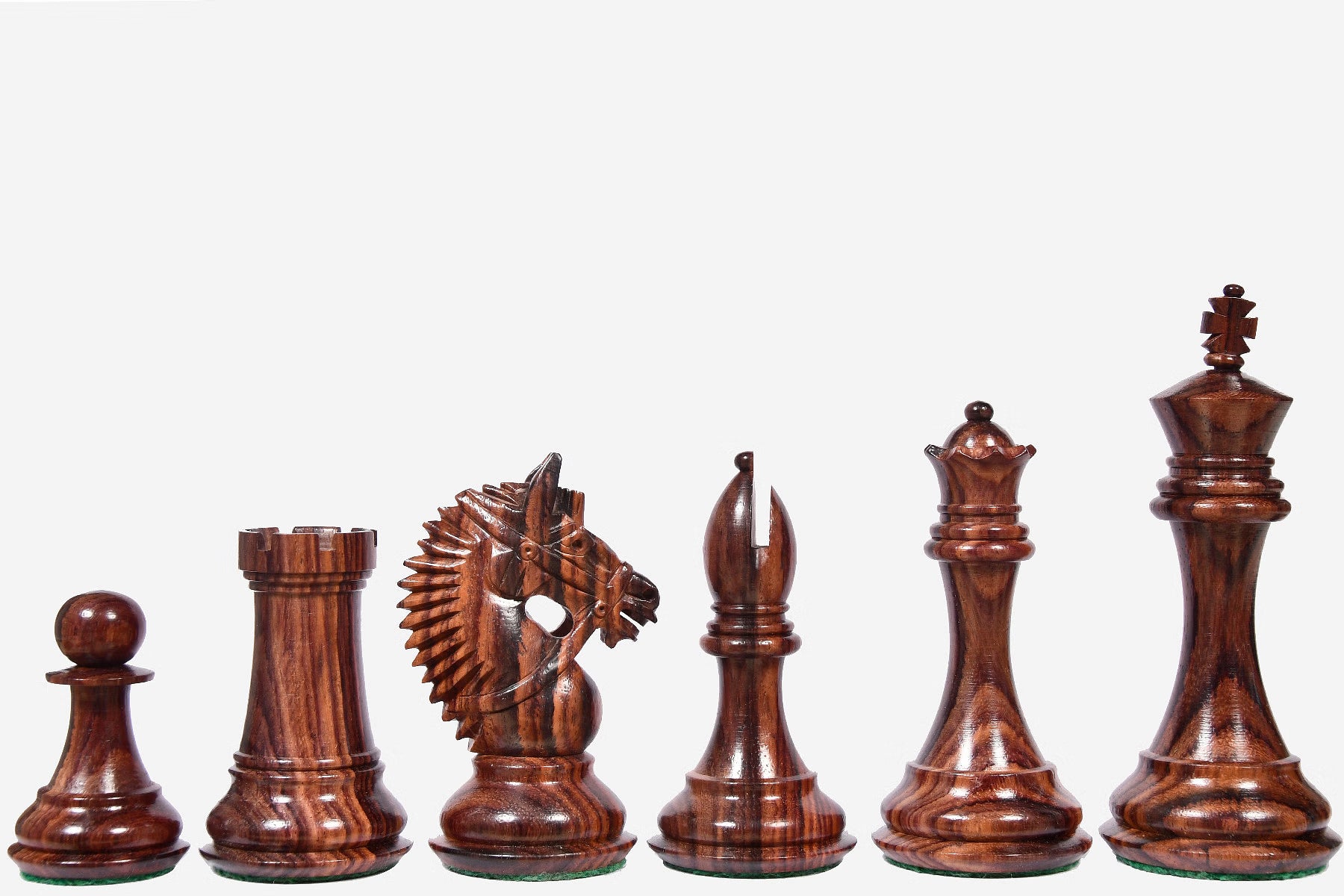 American Bridle Triple Weighted Chess Pieces in Rosewood 4.2" King with Extra Queens