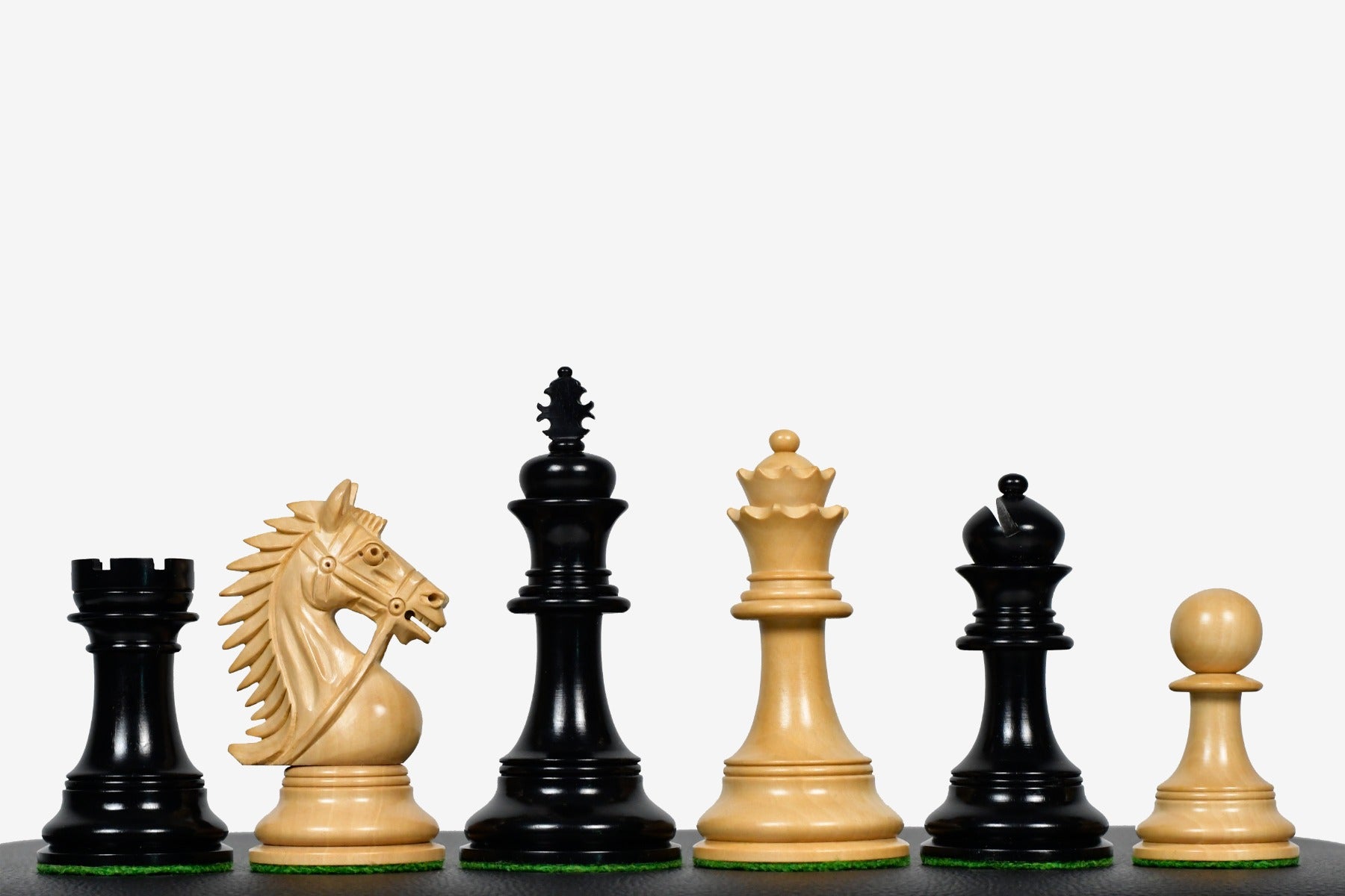 2016 Bridle Series Luxury Chess Pieces in Ebony Wood / Boxwood - 4.2" King with Storage Box