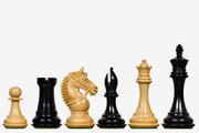 American Bridle Triple Weighted Chess Pieces Ebony Wood & Boxwood - 4.2" Extra Queens