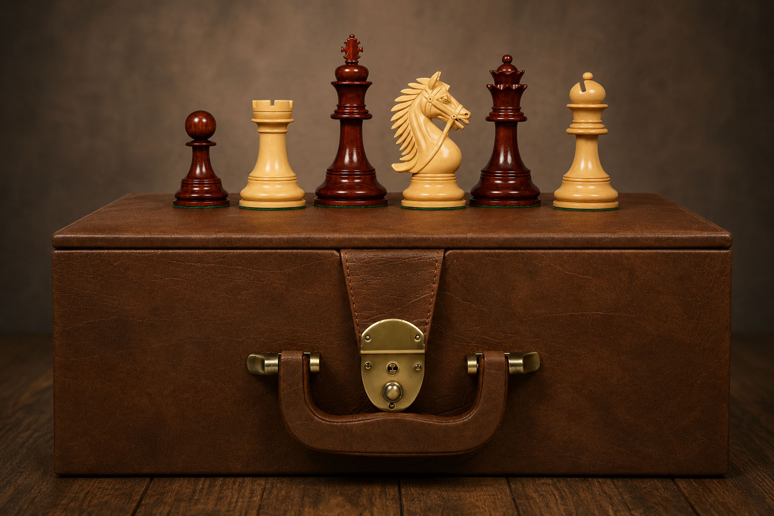 2016 Bridle Series Luxury Chess Combo in Bud Rosewood / Boxwood - 4.2" King with Storage Box