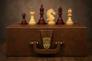 2016 Bridle Series Luxury Chess Combo in Bud Rosewood / Boxwood - 4.2" King with Storage Box