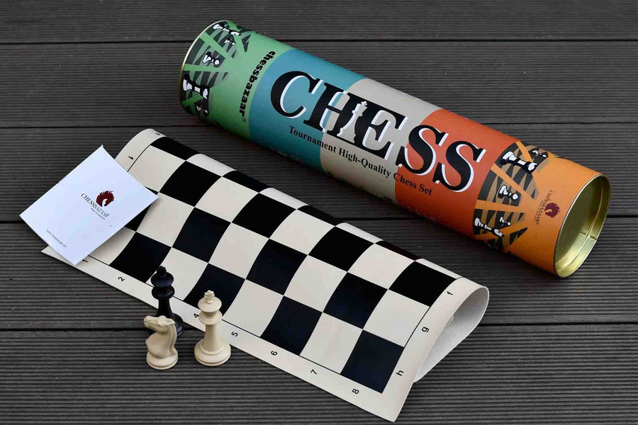 Study Tournament Plastic Chess Pieces with Roll-Up Board 3.1" King