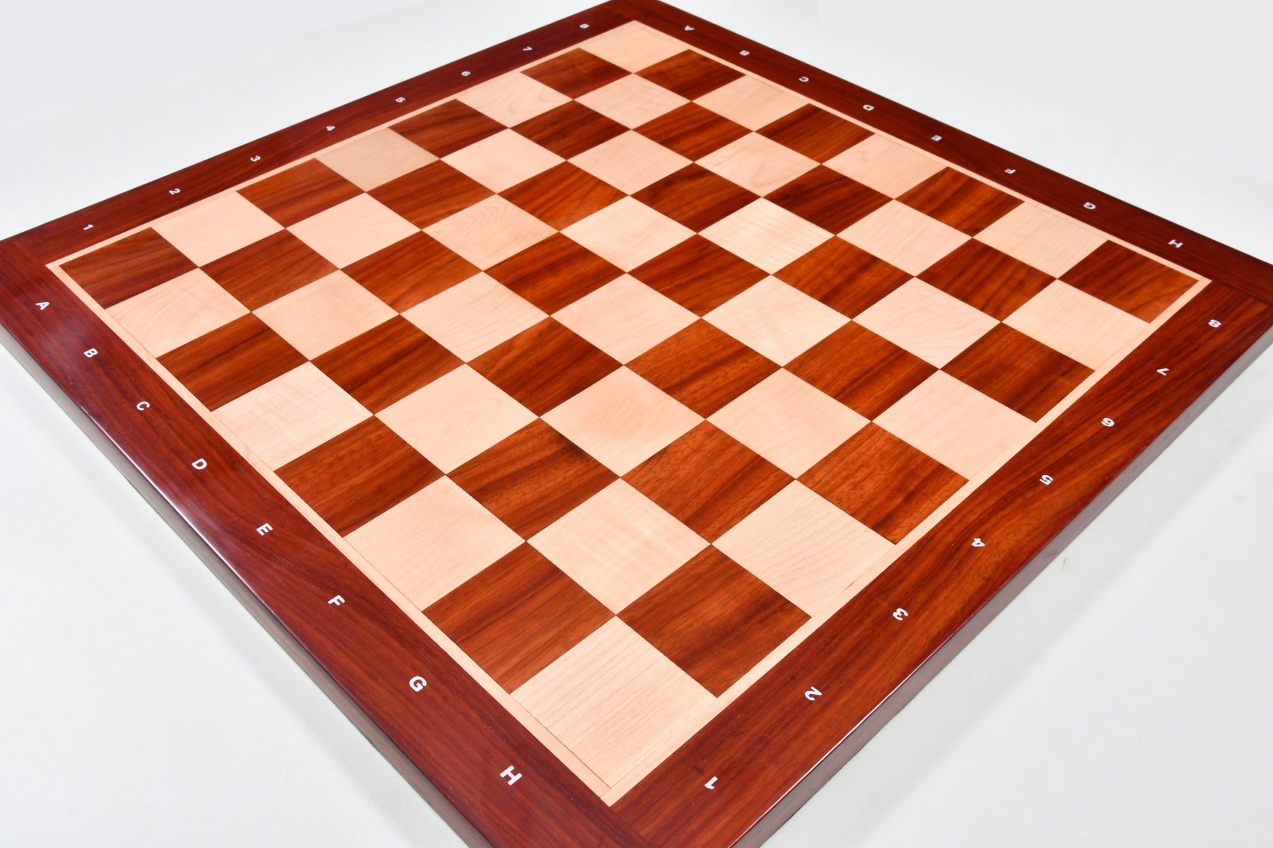Solid Wooden Chess Board with Notation Blood Red Bud Rose Wood 23" - 60 mm