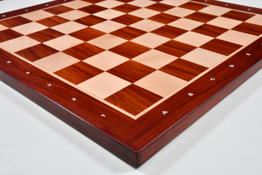 Solid Blood Red Bud Rosewood Chess Board with Notation 23" 60mm