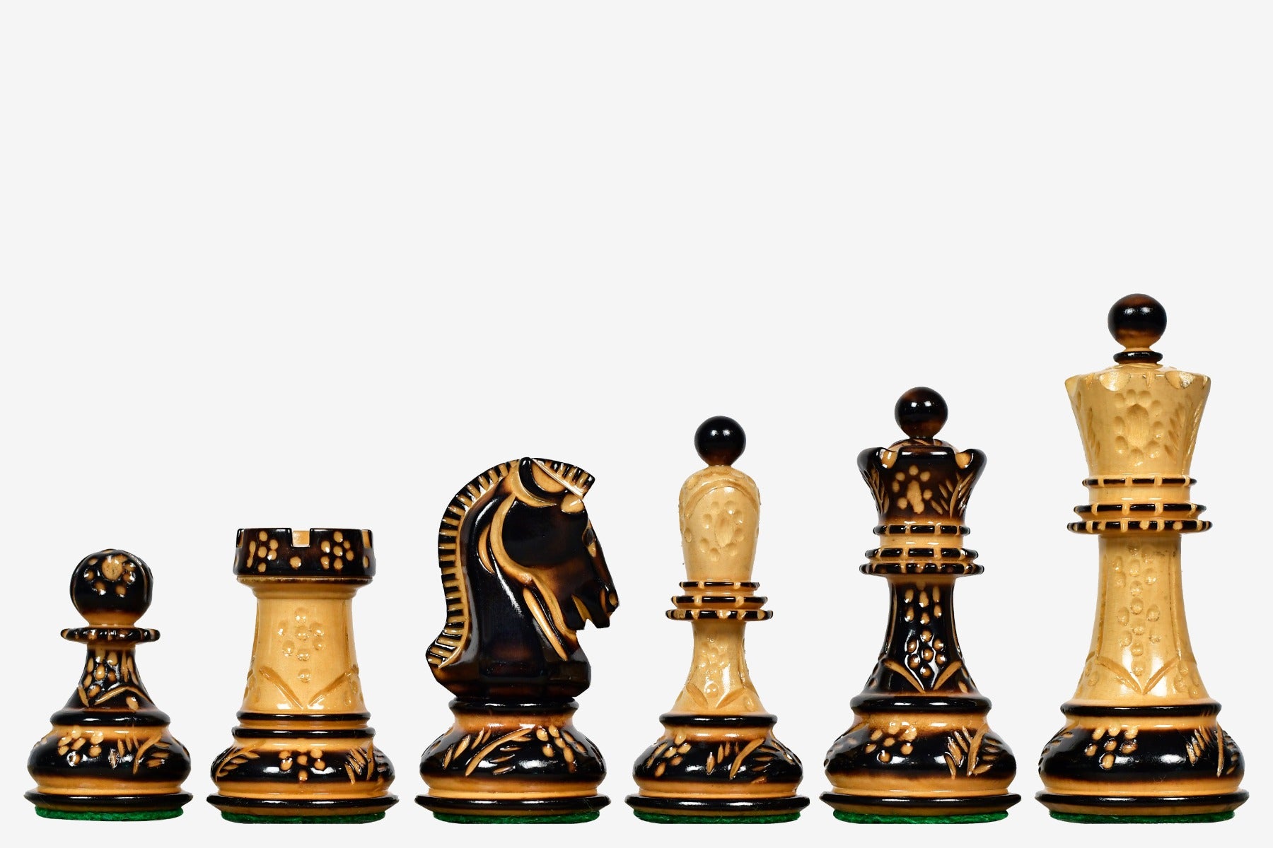 1950 Dubrovnik Reproduction Chess Pieces V3.0 – Lacquered Burnt & Boxwood - 3.7" King
