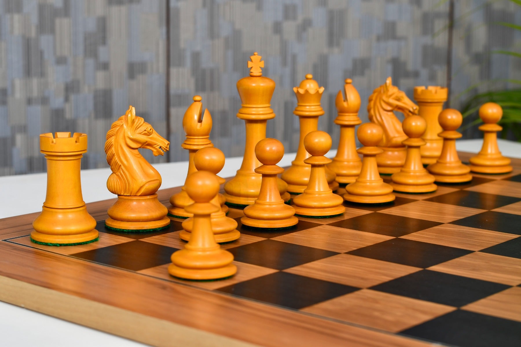 The Ancient Indian Warrior Luxury Series Chess Pieces in Ebony / Antiqued Boxwood - 4" King with Board