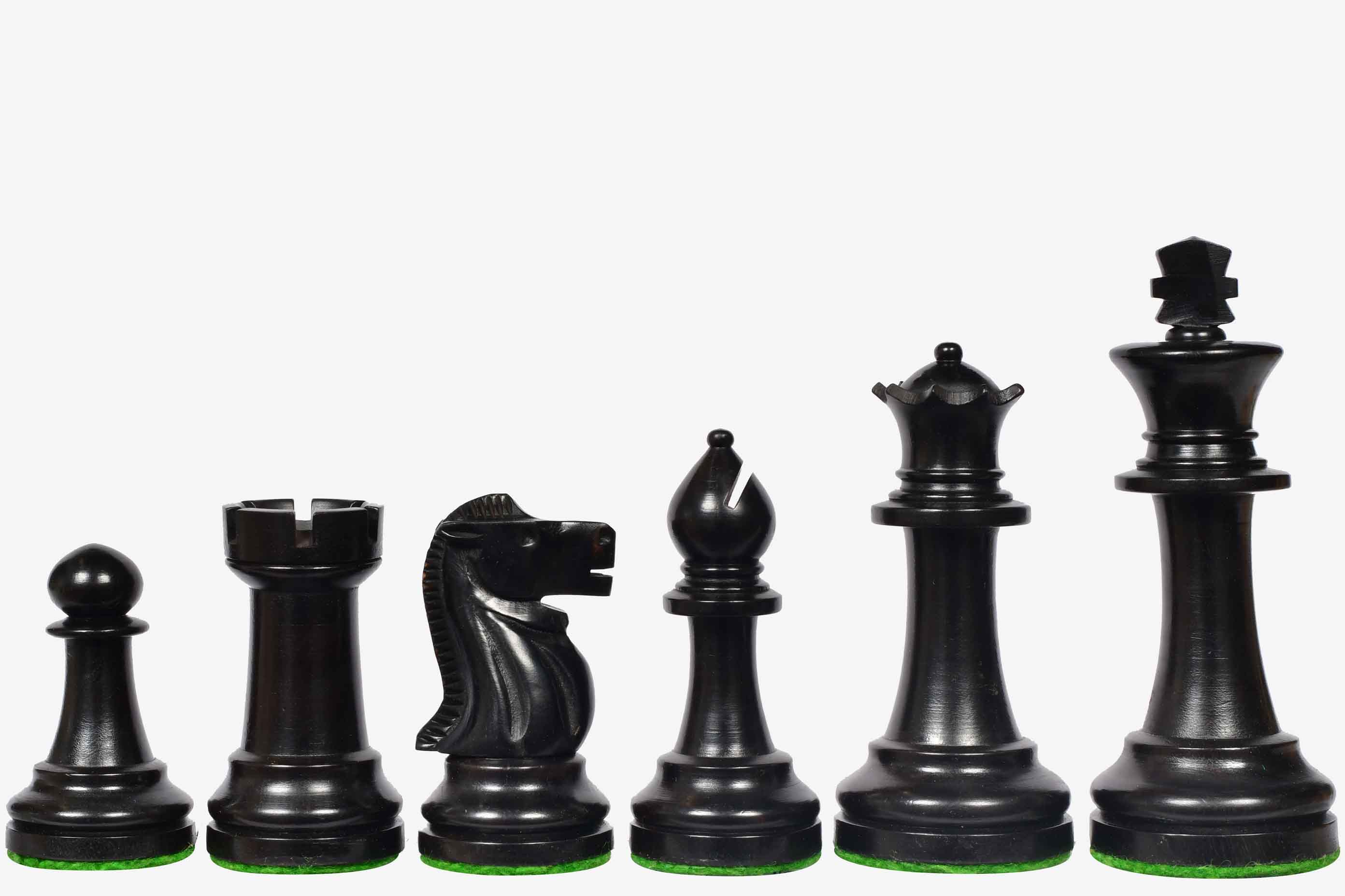 Canadian Staunton Chess Pieces in Ebonized & Natural Boxwood 3.3"- King