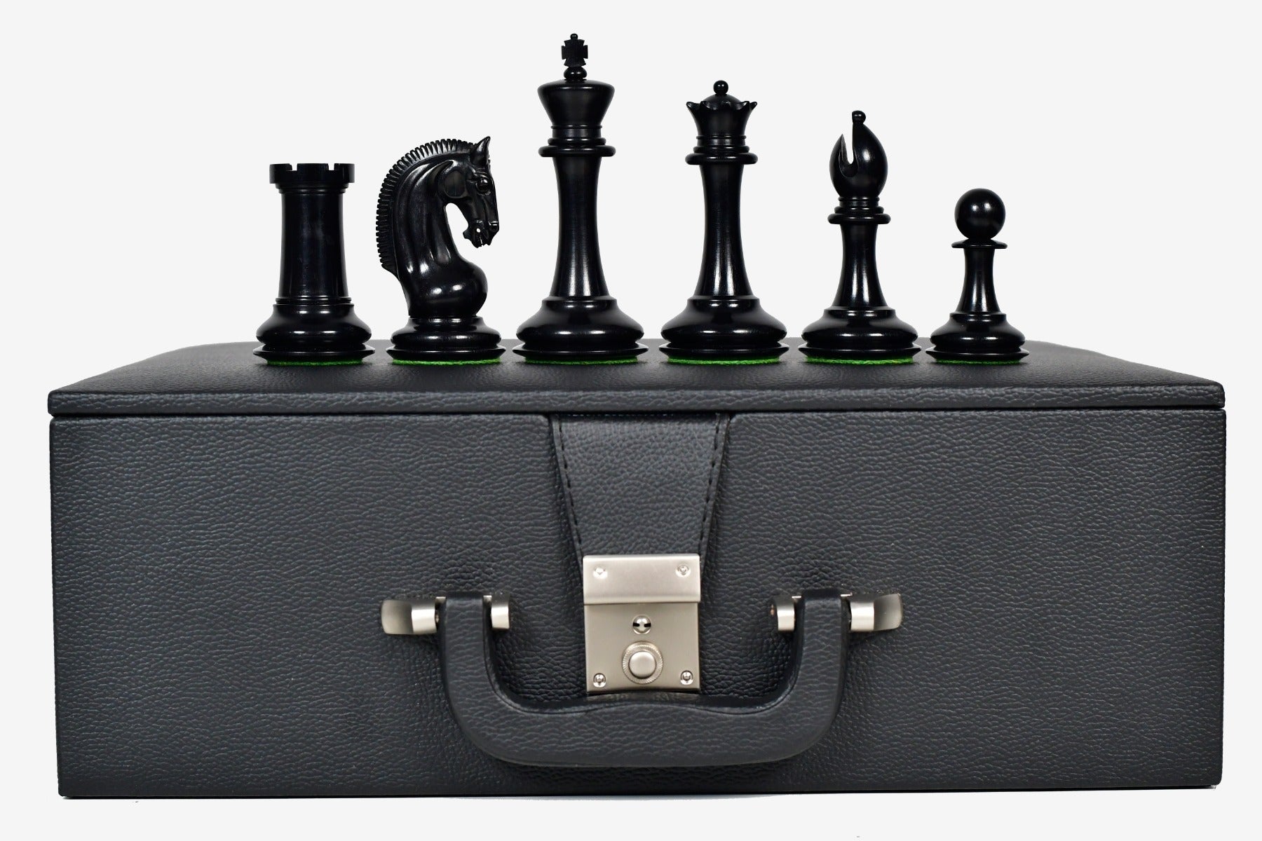 CB Red Rum Luxury Chess Pieces in Ebony/Boxwood with Box - 4.4" King