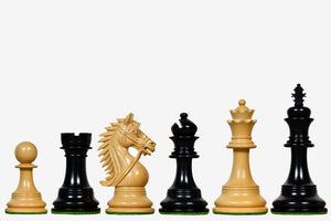 The CB Bridle Series Luxury Triple Weighted Chess Pieces in Ebony Wood / Boxwood - 4.2" King