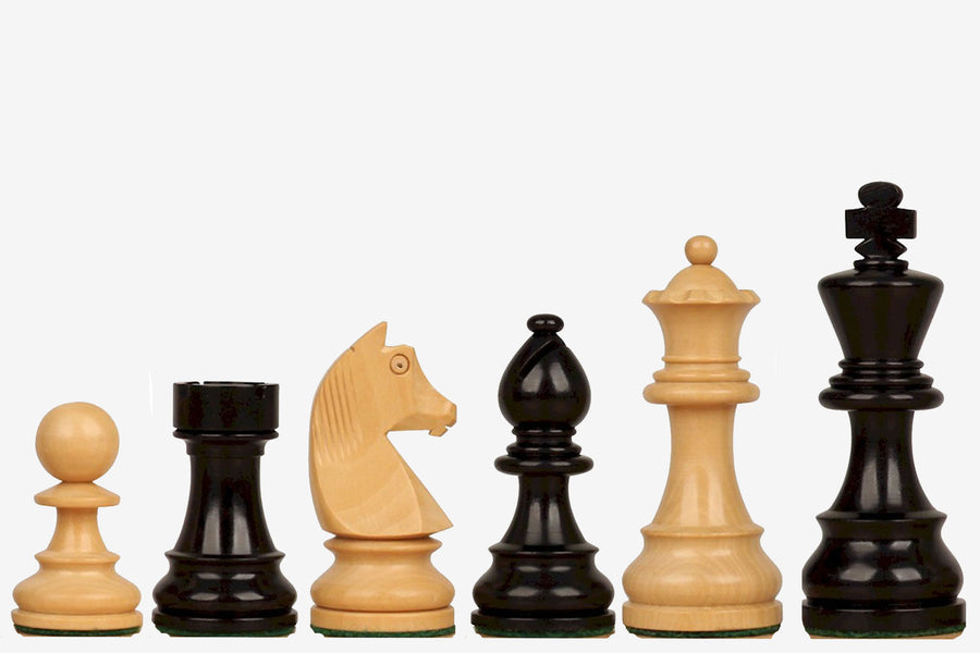 Championship Chess Pieces German Knight Ebonized Boxwood 3.75" King