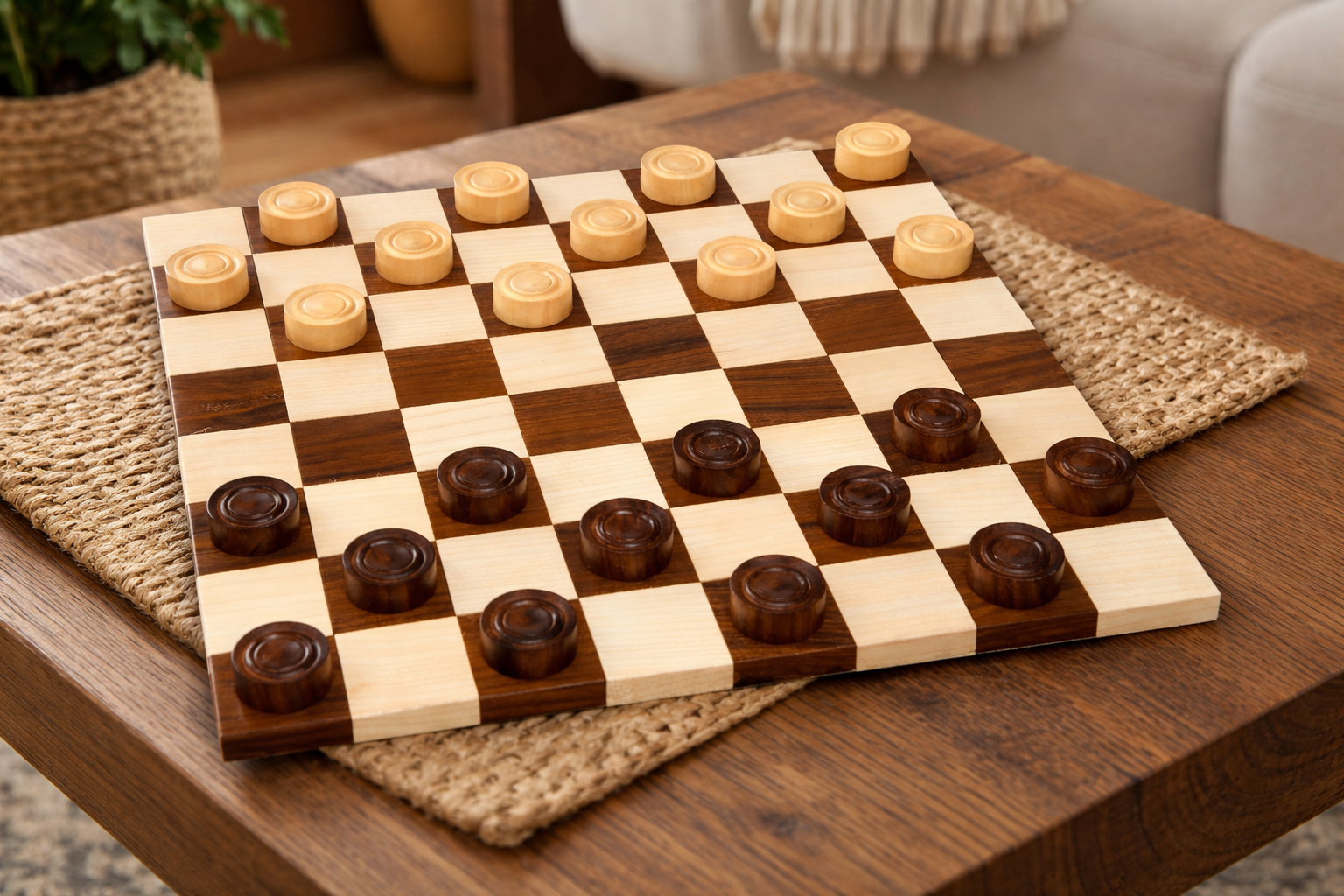 Wooden Checkers / Draught  Set in Sheesham & Box wood - 30mm