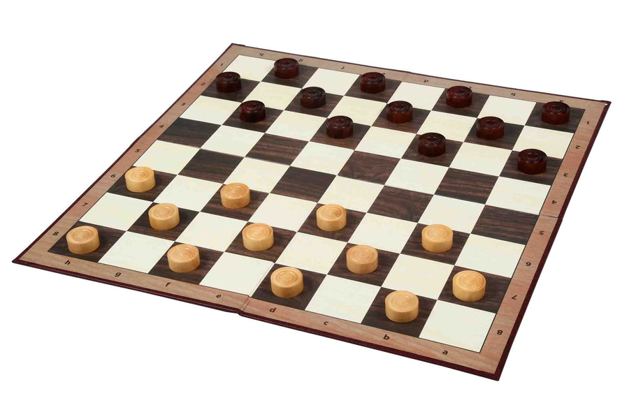 Wooden Checkers Draughts Set in Bud Rosewood & Boxwood 30mm