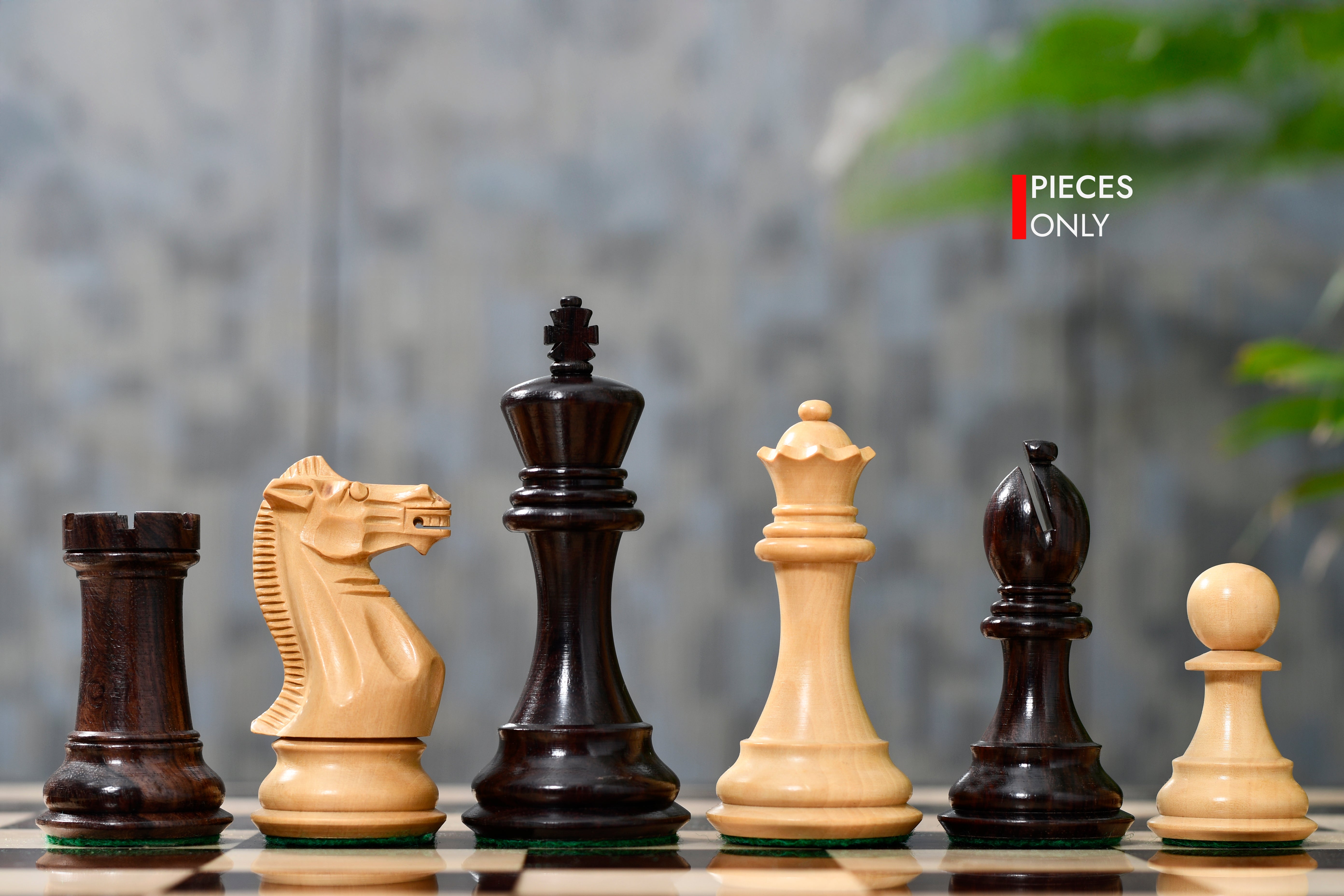 The Honour of Staunton (HOS) Series Weighted Chess Pieces in Rosewood & Natural Boxwood - 4.0" King
