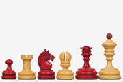 Vintage 1930 Knubbel Analysis Chess Pieces in Stained Crimson and Boxwood - 3" King