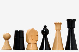 The Australian War Memorial Reproduced Chess Pieces by ACF in Ebonized & Natural Boxwood / King Base Stamping - 3.5" King