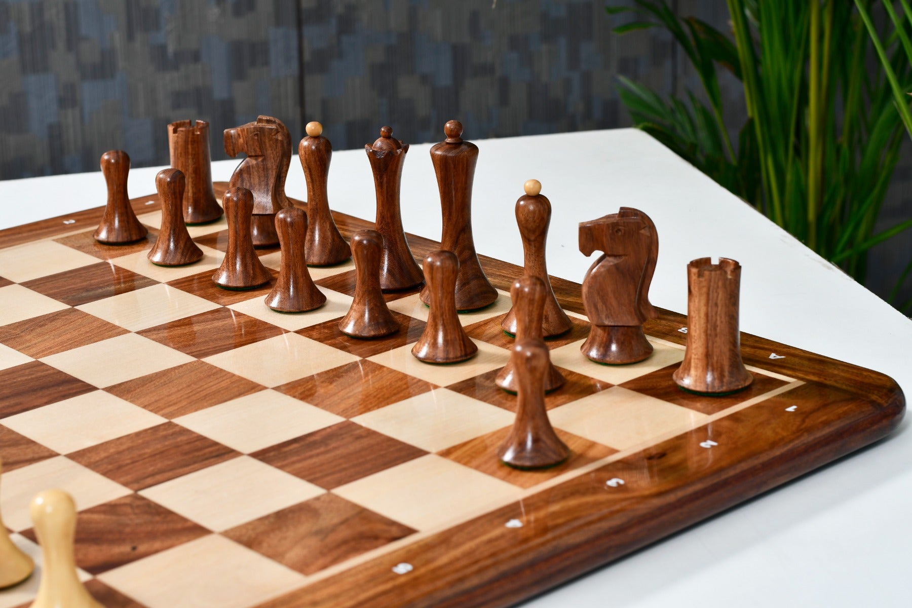Minimalist Soviet-Style Chess Pieces In Sheesham & Boxwood - 3.7” King