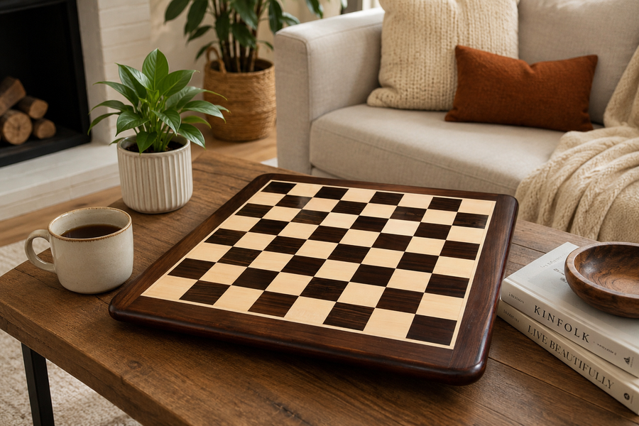 Wooden Dark Brown Indian Rosewood Chess Board 21" (55mm)
