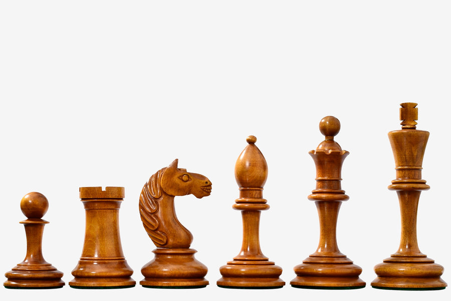 1933 Antonio Fabiano Botvinnik Style Weighted Chess Pieces in Antique & Ebonywood 3.8"- King