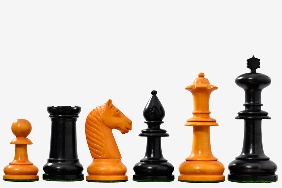 19th Century Austrian Chess Pieces Ebonized & Golden Antiqued Wood 4.27" - King