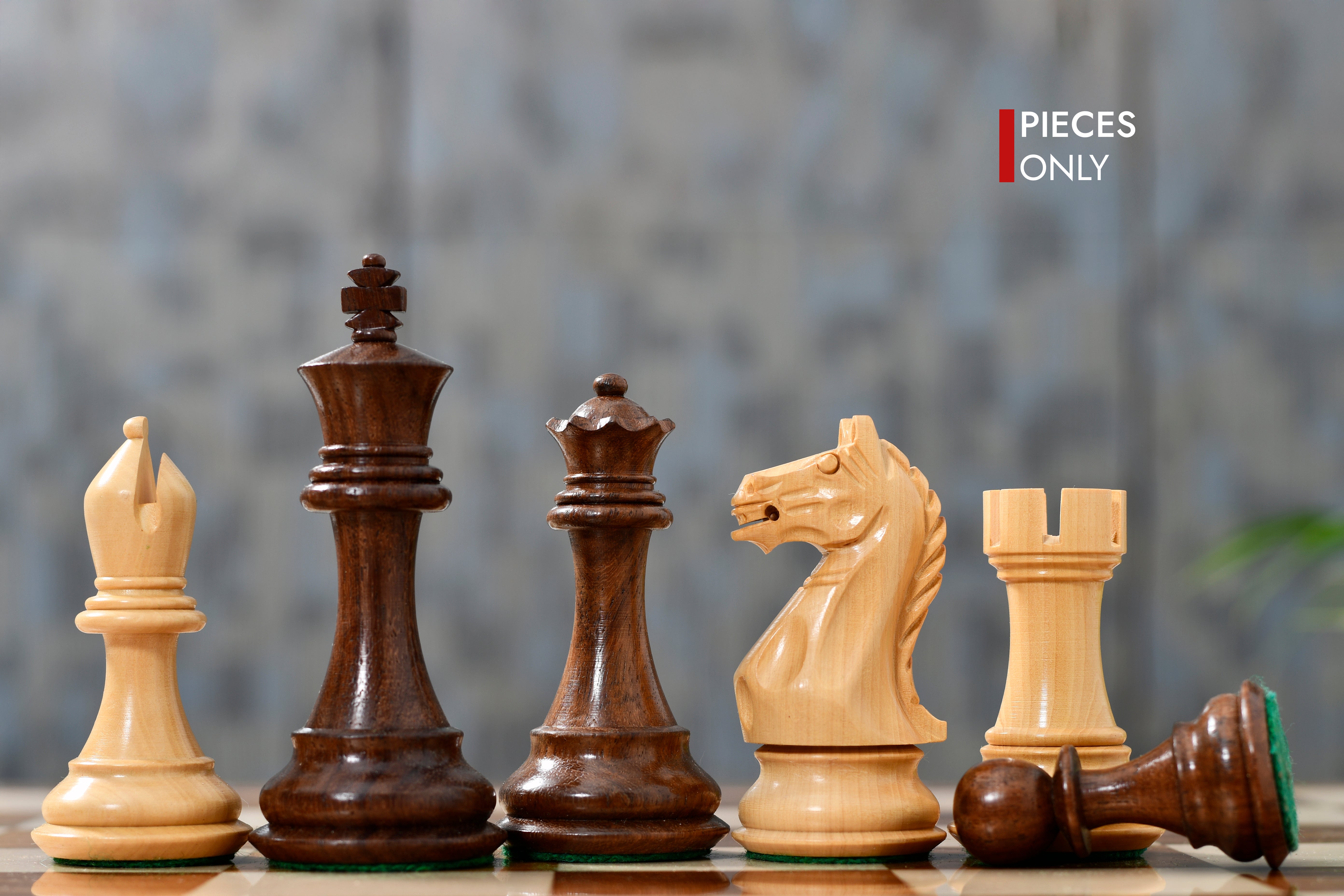 The Fierce Knight Staunton Wooden Chess Pieces in Sheesham & Boxwood - 4.0" King