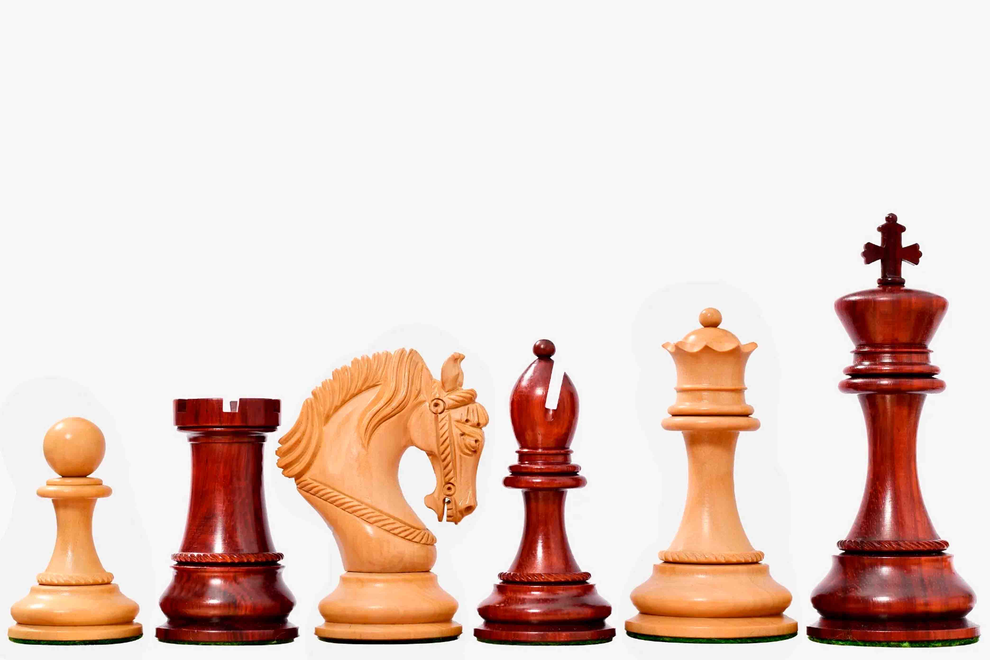 Excalibur Luxury Artisan Chess Pieces in Bud Rosewood & Boxwood - 4.6" King