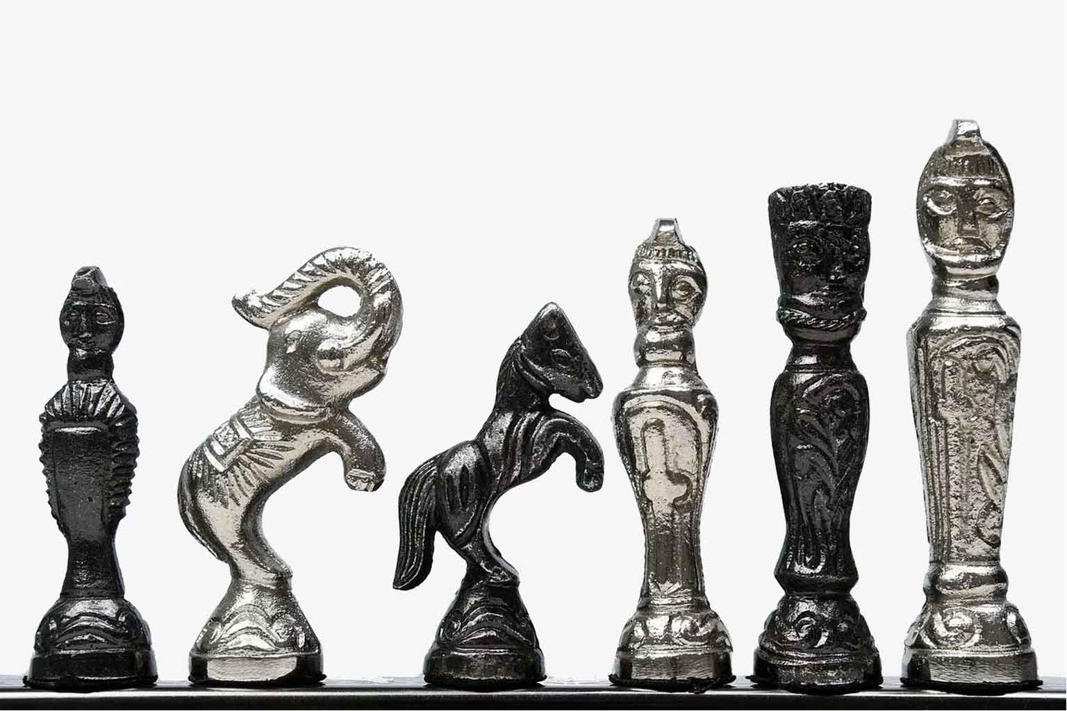 Brass Chess Set Antique Finish Vintage Style Black & Silver