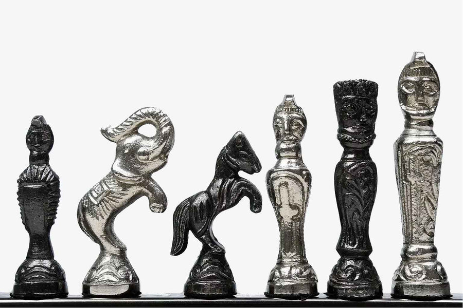 Brass Chess Set Antique Finish Vintage Style Black & Silver