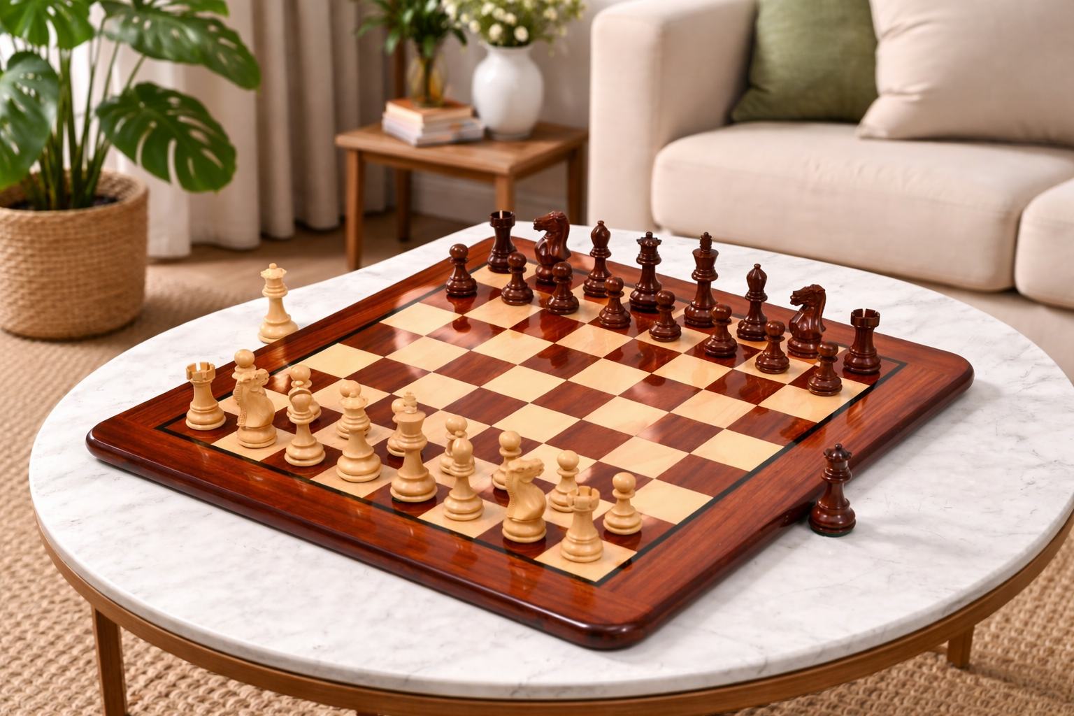 Combo The Classic 101 Staunton Series Club Size Weighted Chess Pieces in BudRosewood & BoxWood - 3.0" King with Board