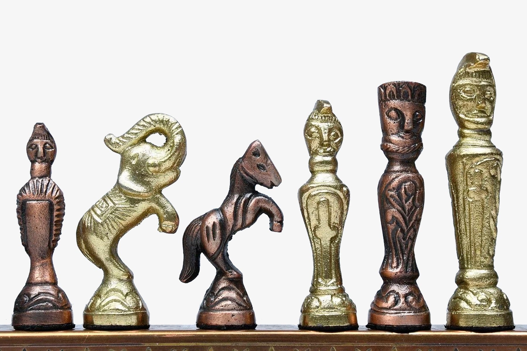 Brass Chess Set Handmade Antique Finish Vintage Style Figure Chess Set in Antique Brass & Gold Color