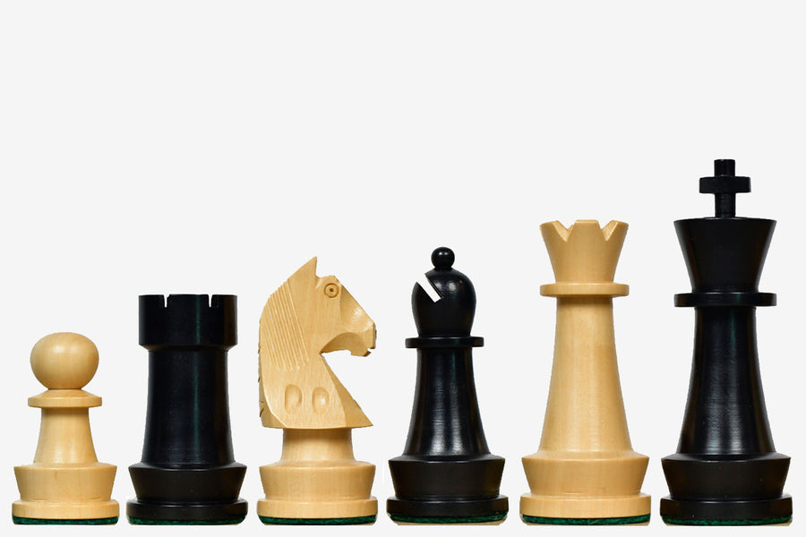 Championship Staunton Chess Pieces Ebonized & Natural Boxwood 3.75"- King