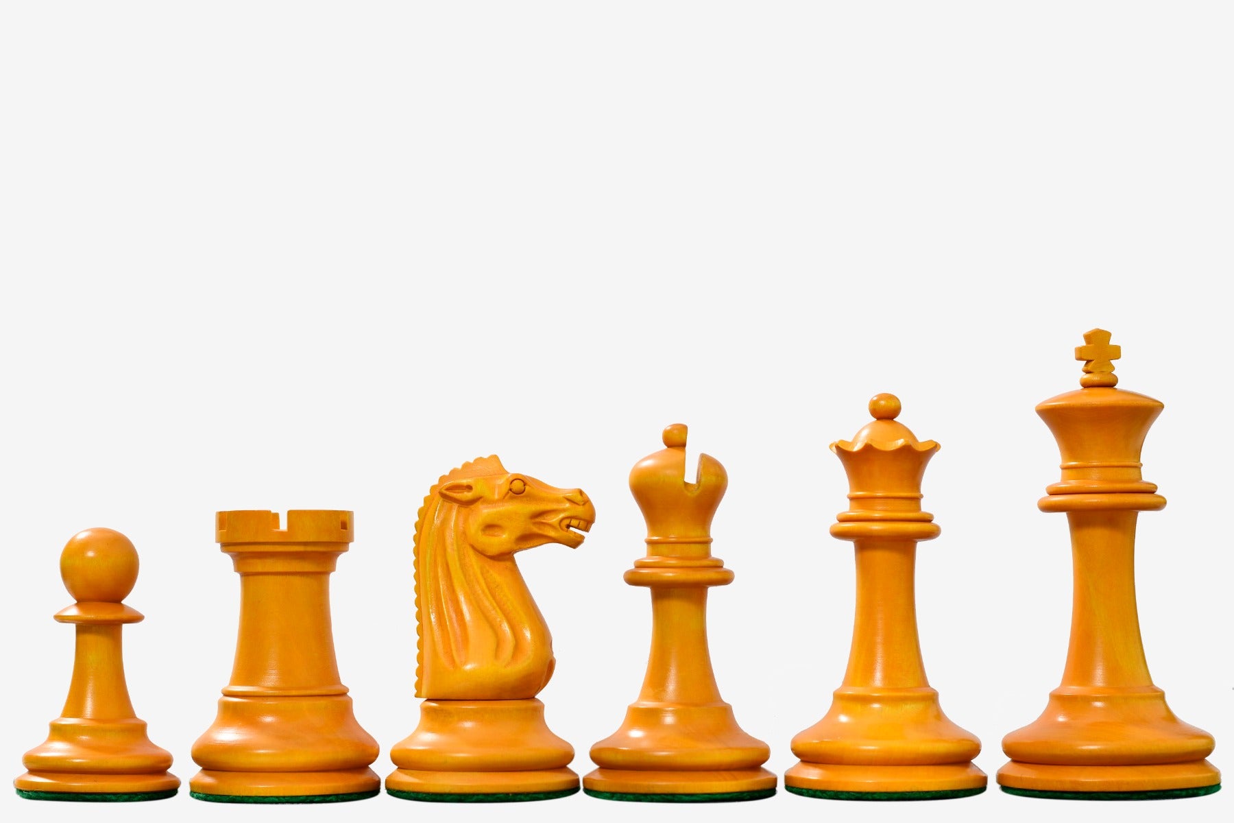 Circa 1887 Turner Teich Soviet-Staunton Style Weighted 4" Chess Pieces in Ebony & Golden Antique Boxwood