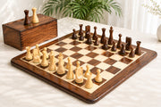 Classic Cone Shaped Chess Pieces in Sheesham Wood with Wooden Chess Board and Storage Box