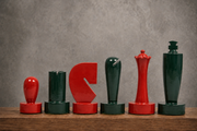 Berliner Minimalist Chess Pieces in Red & Green Painted Wood 3.7"- King