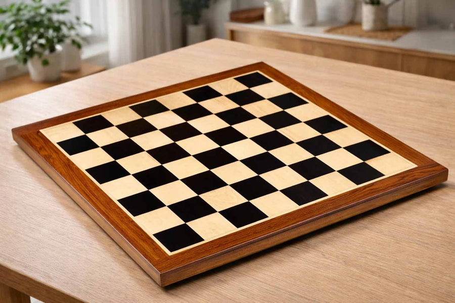 Solid Ebony Maple Chess Board with Sheesham Border 21" (55mm)