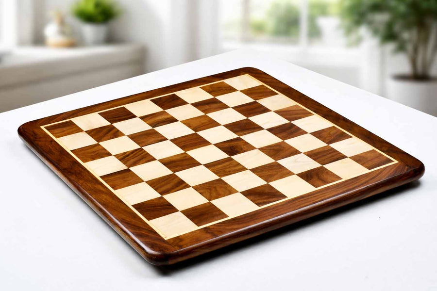 Wooden Sheesham Golden Brown Chess Board 17" (45mm Squares)