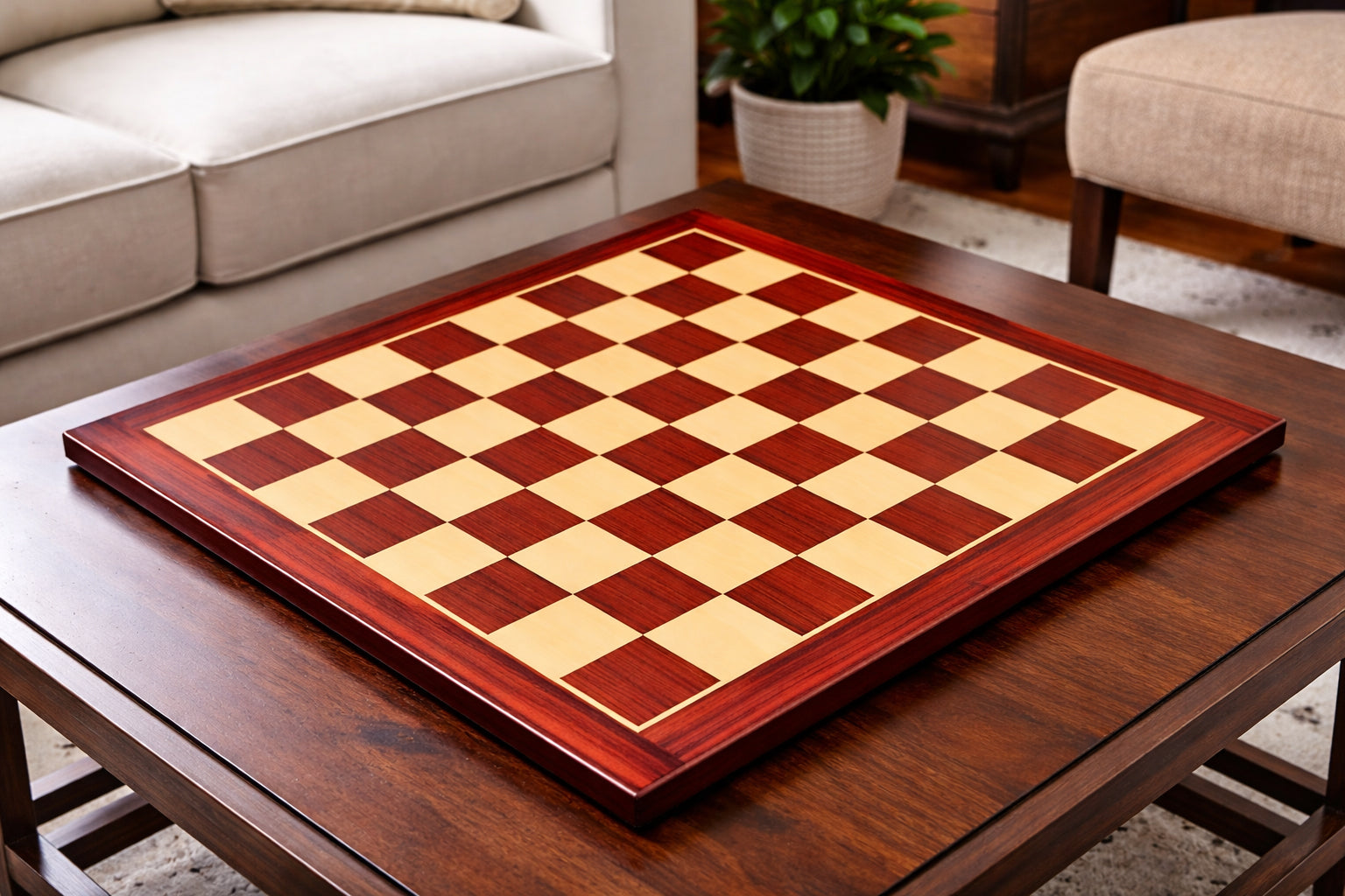 Wooden Printed Chess Board in Bud Rosewood & Boxwood Look 21" - 55 mm