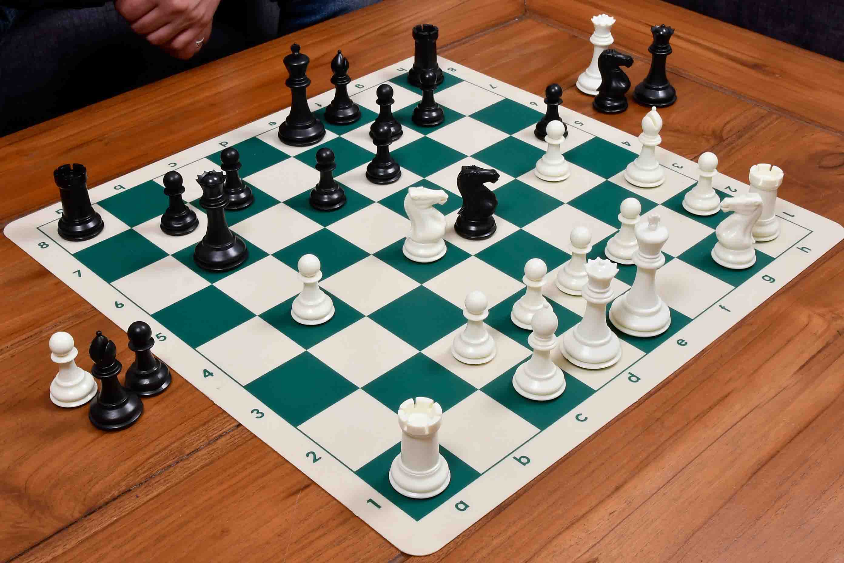 Pro Staunton Plastic Chess Pieces in Black & White (3.75" King)