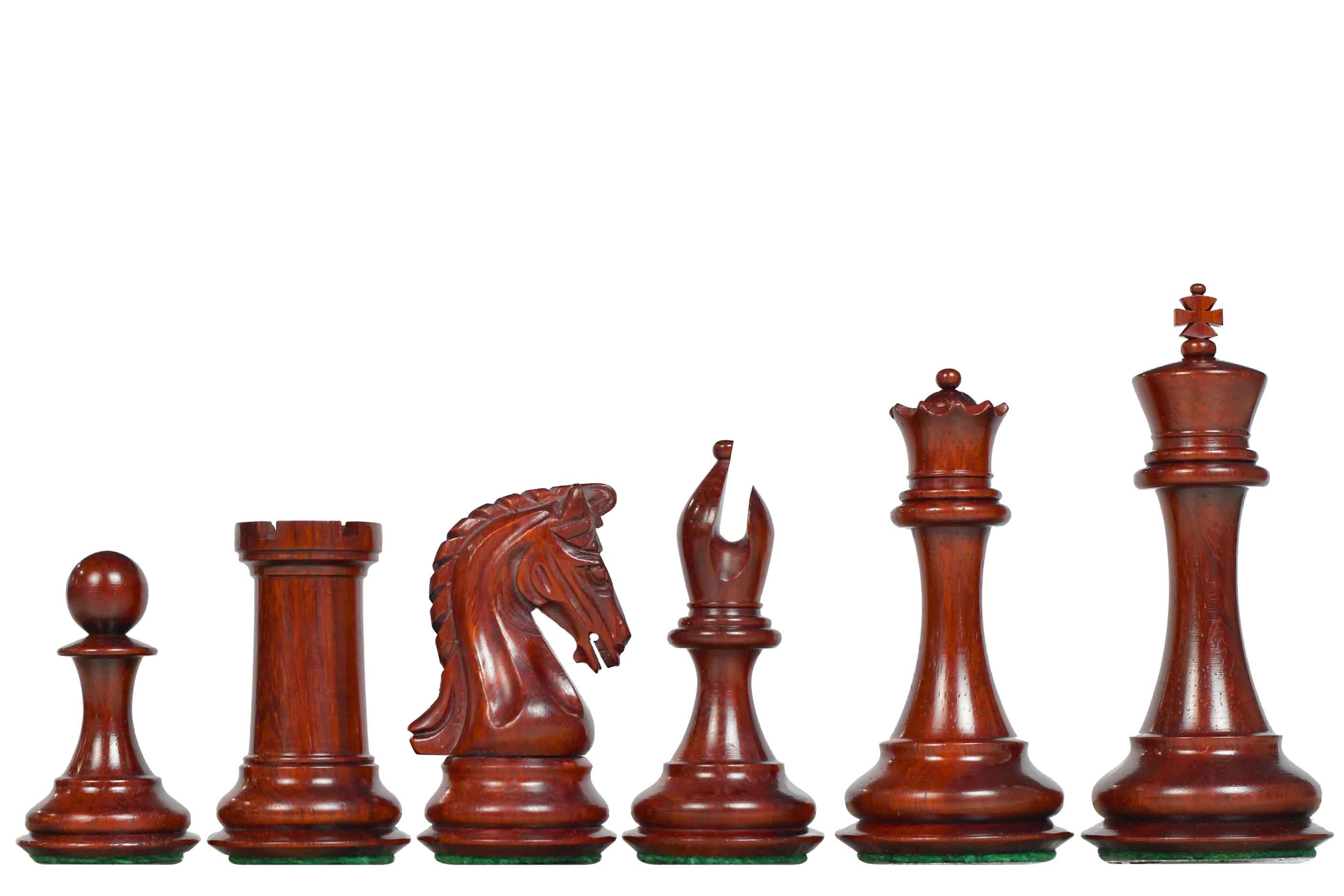 4.4" Luxury Imperial Triple Weighted Chess Pieces in Bud Rosewood & Boxwood