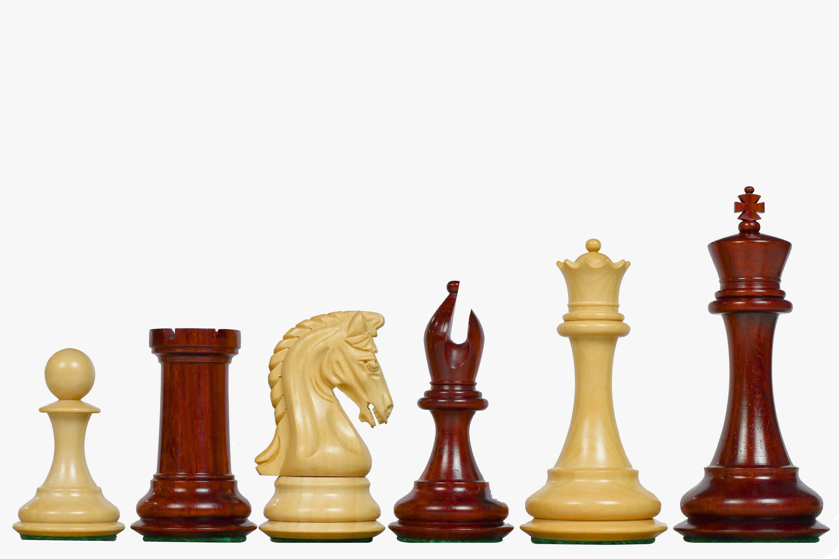 4.4" Luxury Imperial Triple Weighted Chess Pieces in Bud Rosewood & Boxwood